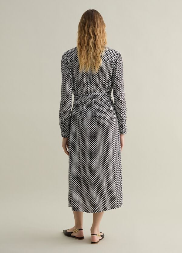 Ovs Vestito Chemisier In Viscosa Micro Stampa