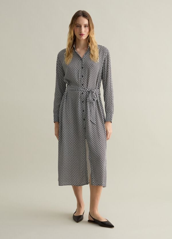 Ovs Vestito chemisier in viscosa micro stampa