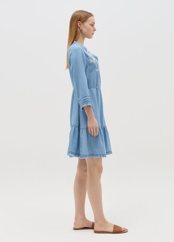 Ovs Vestito Corto Premaman In Tencel Con Ricamo