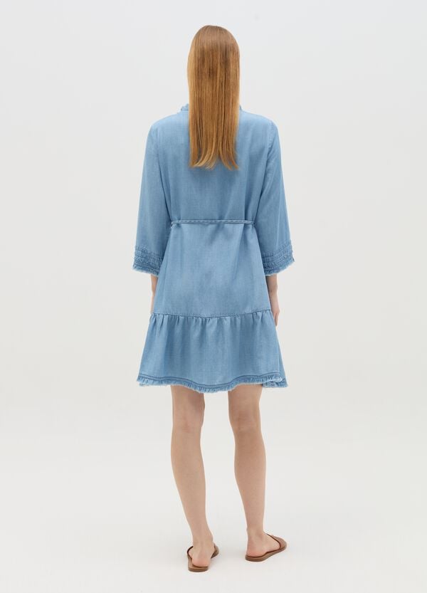 Ovs Vestito Corto Premaman In Tencel Con Ricamo