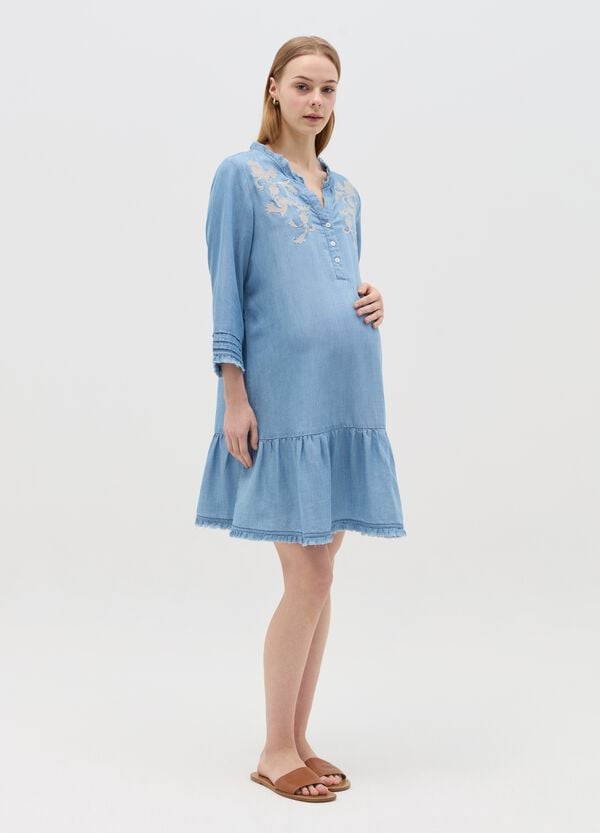 Ovs Vestito corto premaman in Tencel con ricamo