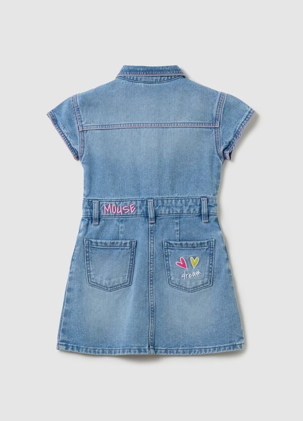 Ovs Vestito In Denim Con Patch E Ricamo Minnie
