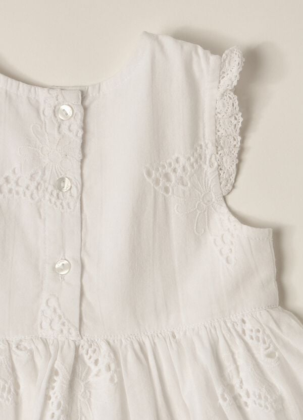 Ovs Vestito In Puro Cotone Sangallo IANA Neonata