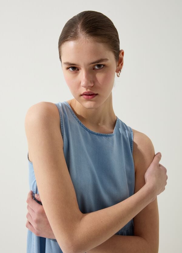 Ovs Vestito Lungo Effetto Denim A Balze