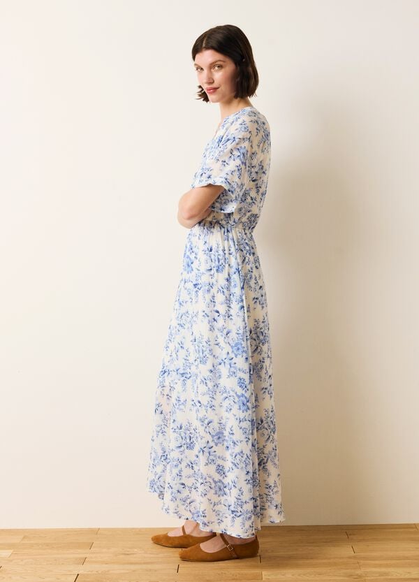 Ovs Vestito Lungo Floreale Scollo A V