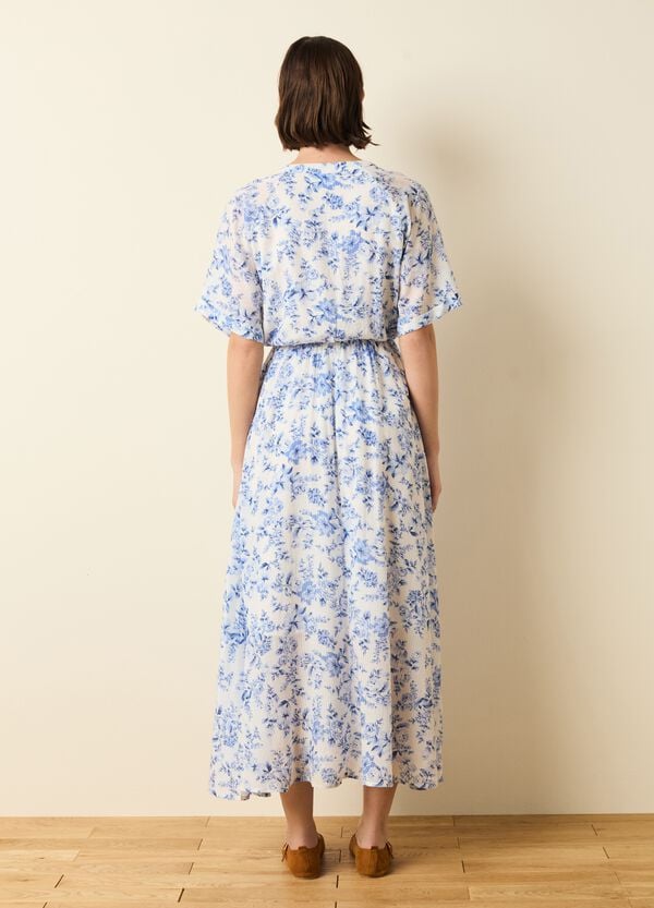 Ovs Vestito Lungo Floreale Scollo A V