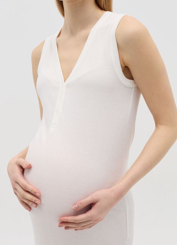 Ovs Vestito Lungo Smanicato Premaman A Costine