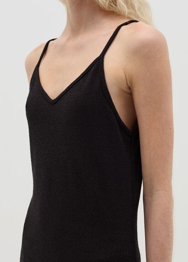 Ovs Vestito Nero Midi Con Spalline Sottili