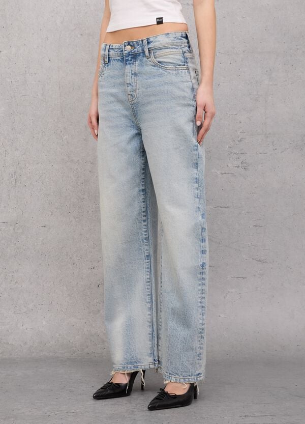 Ovs Wide Leg Denim Vintage Light Blue