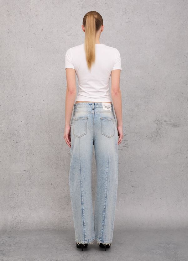 Ovs Wide Leg Denim Vintage Light Blue