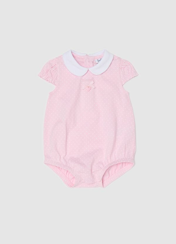 Ovs Pagliaccetto in cotone bio fantasia micro pois rosa