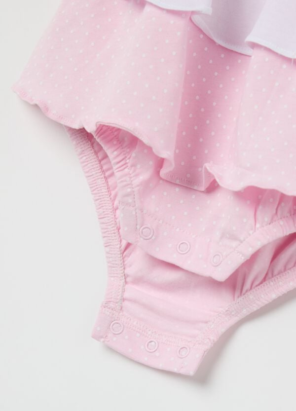 Ovs Pagliaccetto In Cotone Con Volant E Stampa Glitter