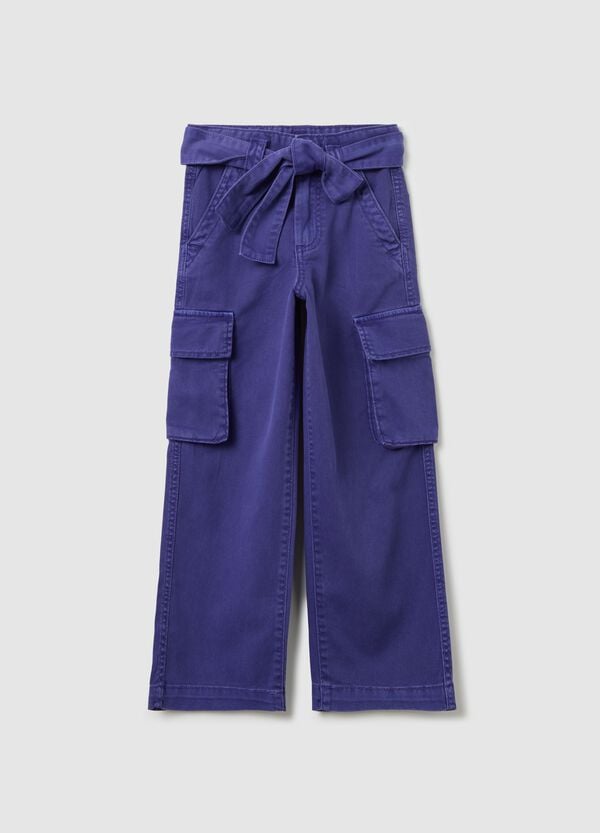 Ovs Pantalone cargo in Lyocell e cotone con cintura