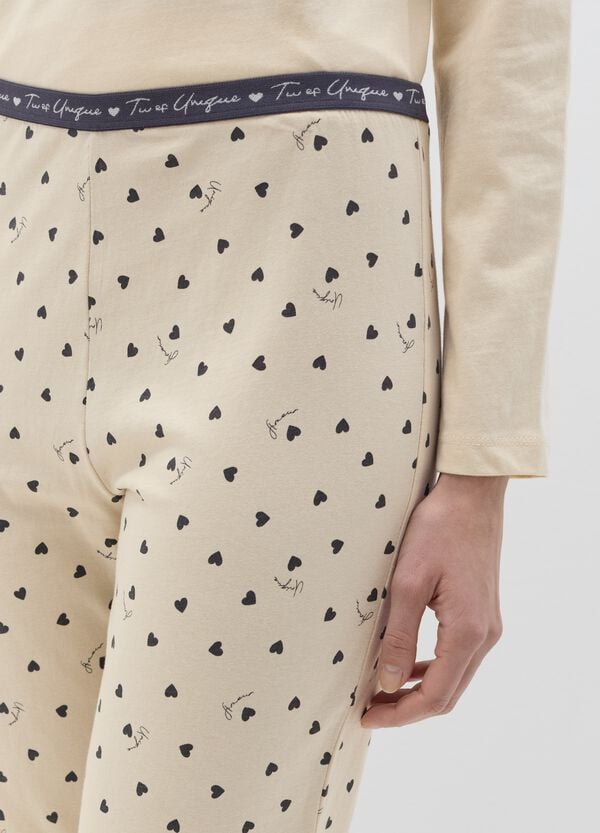 Ovs Pantalone Pigiama A Cuoricini Con Elastico A Contrasto