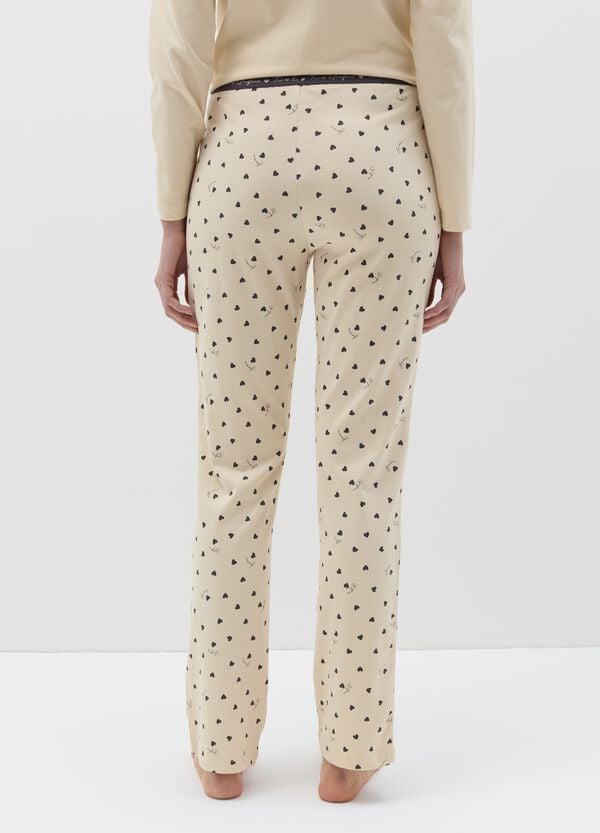 Ovs Pantalone Pigiama A Cuoricini Con Elastico A Contrasto