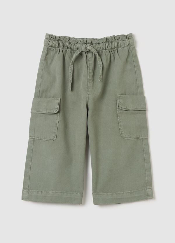Ovs Pantaloni cargo in Lyocell e cotone con coulisse