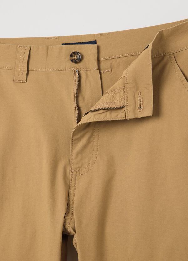 Ovs Pantaloni Chino Beige In Cotone Stretch Con Tasche