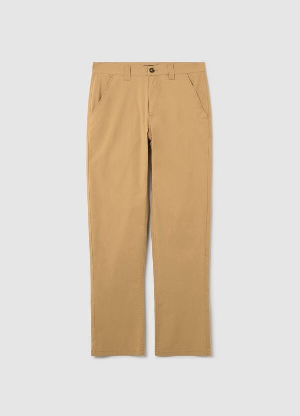 Ovs Pantaloni chino beige in cotone stretch con tasche