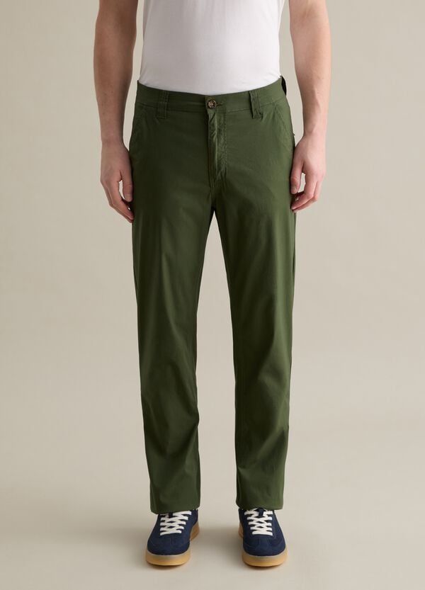 Ovs Pantaloni Chino Verdi In Cotone Stretch Con Tasche