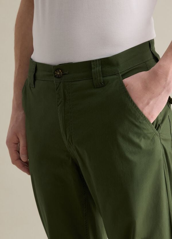 Ovs Pantaloni Chino Verdi In Cotone Stretch Con Tasche