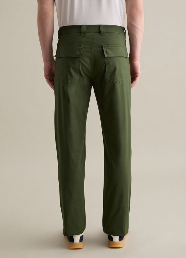 Ovs Pantaloni Chino Verdi In Cotone Stretch Con Tasche
