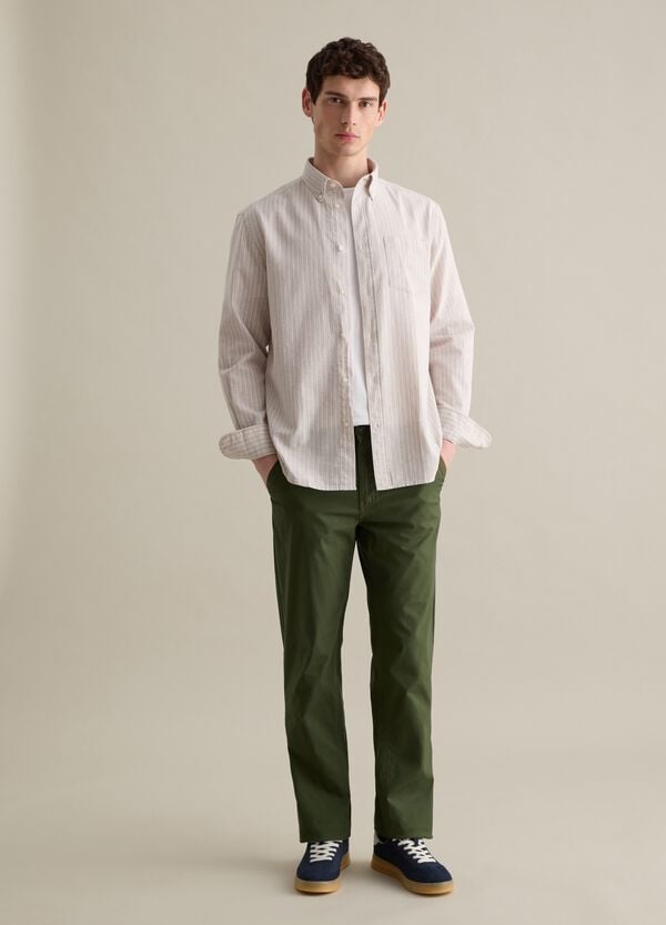 Ovs Pantaloni chino verdi in cotone stretch con tasche