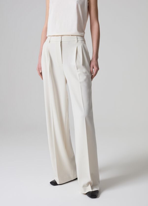 Ovs Pantaloni Eleganti A Gamba Ampia In Viscosa PIOMBO