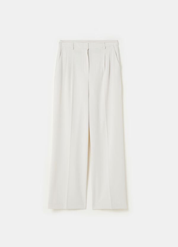 Ovs Pantaloni Eleganti A Gamba Ampia In Viscosa PIOMBO