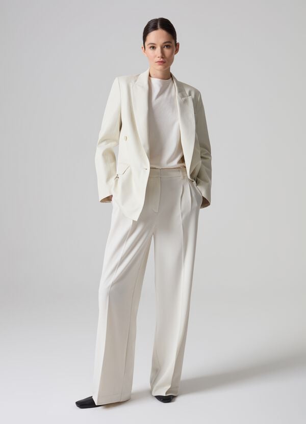 Ovs Pantaloni eleganti a gamba ampia in viscosa PIOMBO