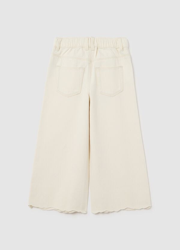 Ovs Pantaloni In Drill Con Ricamo Floreale Traforato