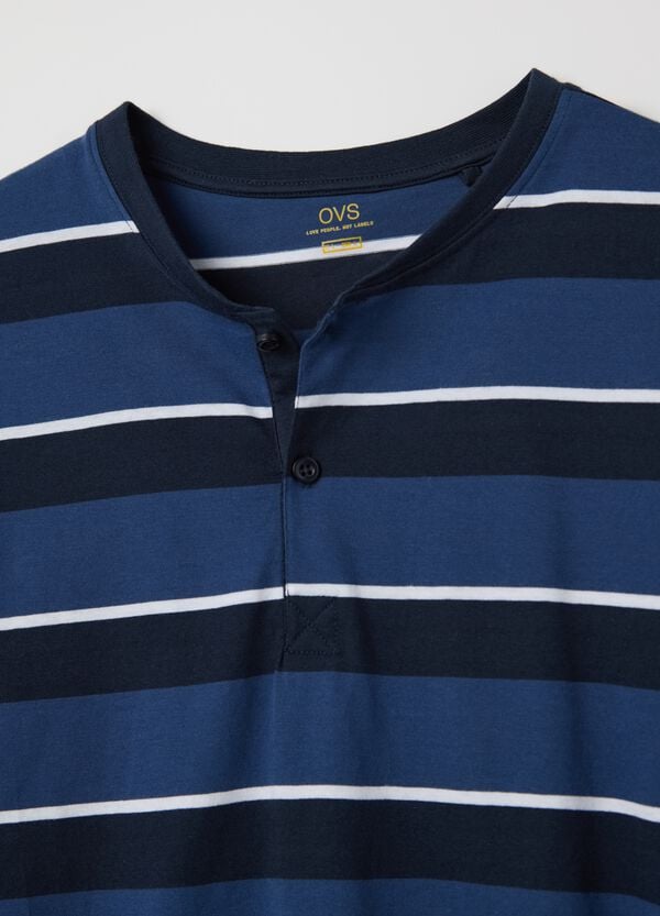 Ovs Pigiama Corto Blu In Cotone Con Fantasia A Righe