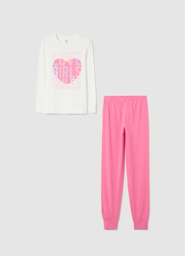 Ovs Pigiama in cotone bio con stampa "Love Girls Rules"