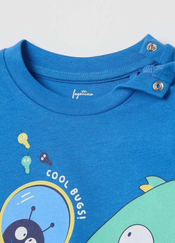 Ovs Pigiama In Cotone Bio Stampa Camaleonte Azzurro
