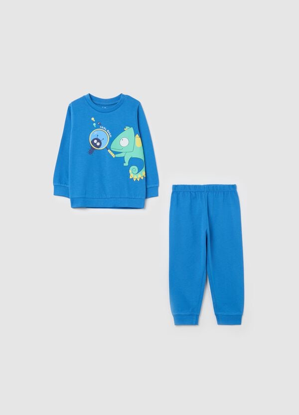 Ovs Pigiama in cotone bio stampa camaleonte azzurro