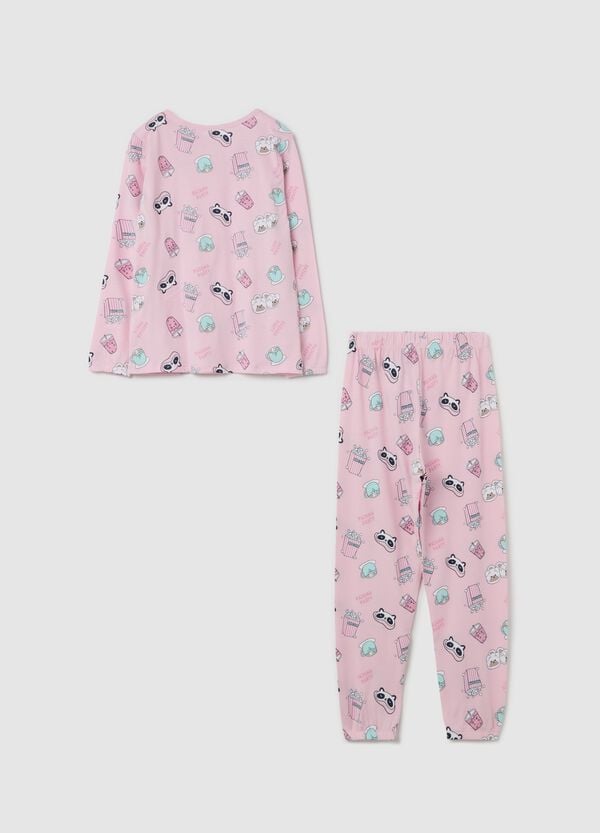 Ovs Pigiama In Cotone Bio Stampa Motivo "Pajama Party"