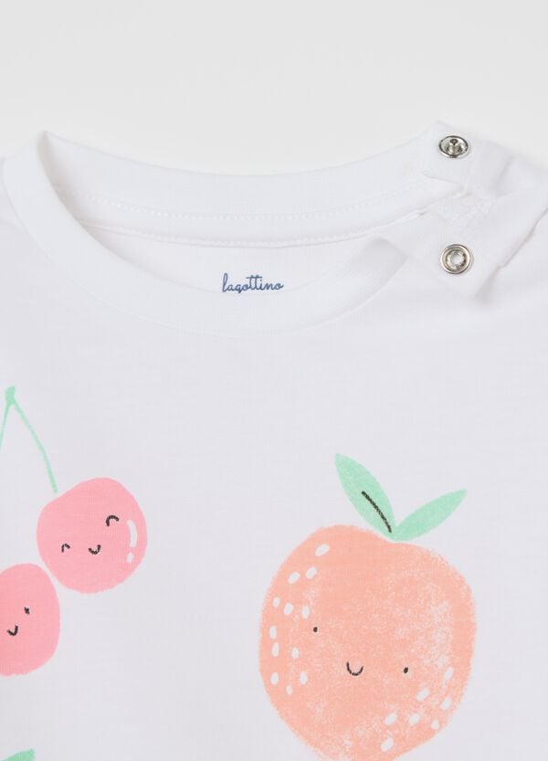 Ovs Pigiama In Cotone Con Stampa "Frutta Party" Bianco Rosa