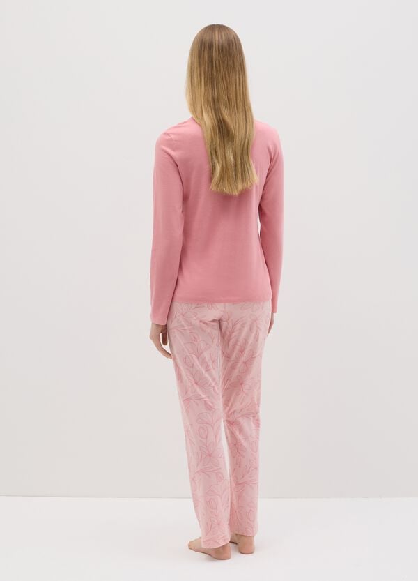 Ovs Pigiama In Cotone Rosa Con Scollo Serafino E Stampa