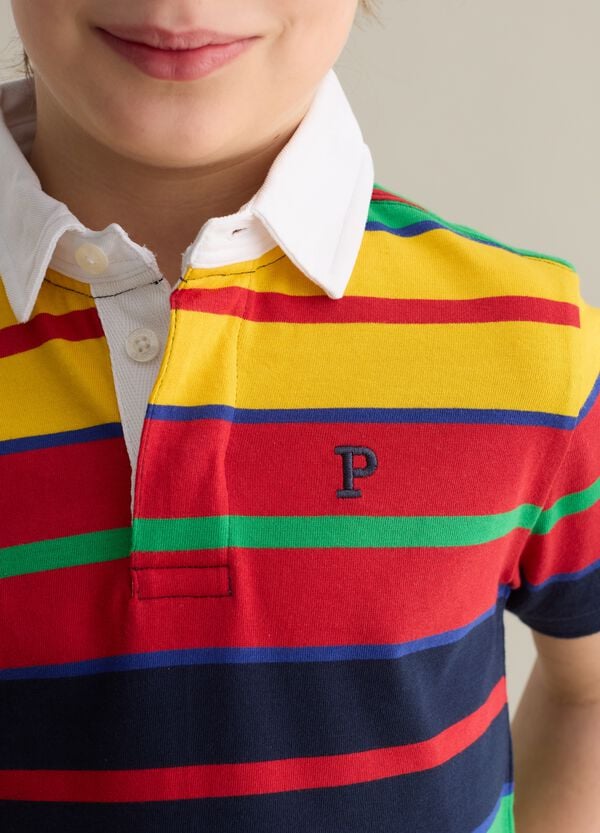 Ovs Polo In Cotone A Righe Multicolore E Ricamo Logo