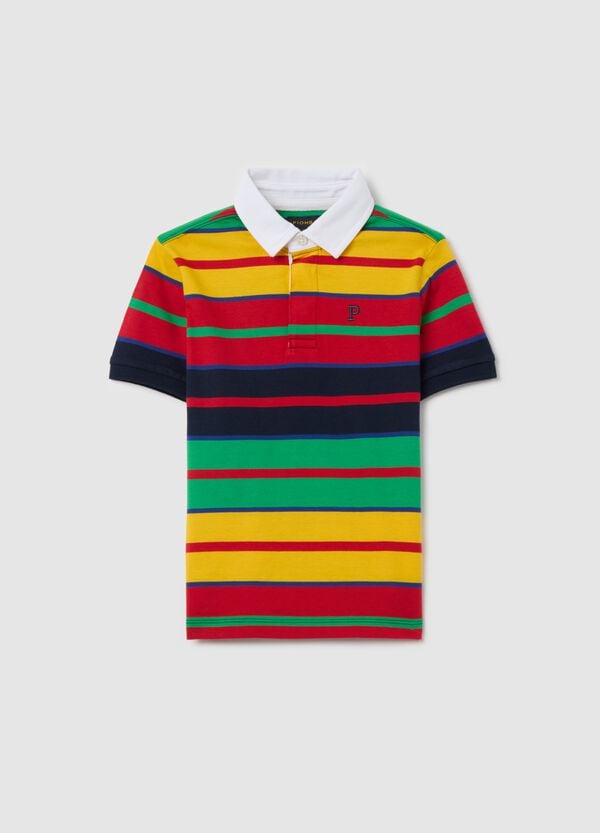Ovs Polo In Cotone A Righe Multicolore E Ricamo Logo