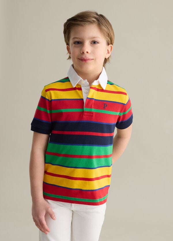 Ovs Polo in cotone a righe multicolore e ricamo logo
