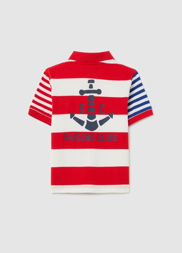 Ovs Polo In Fantasia A Righe Con Patch "Sailing Club"