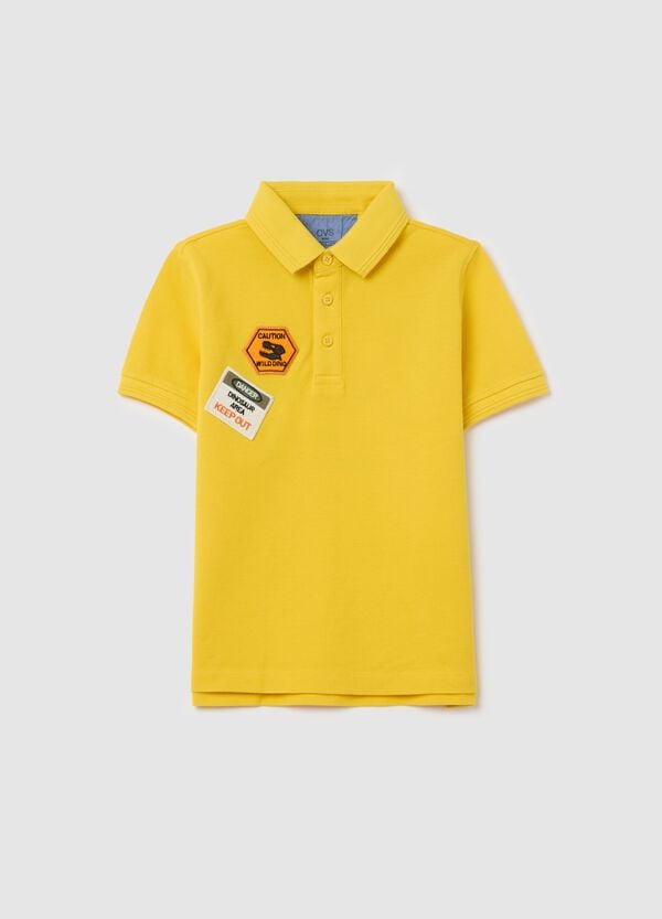 Ovs Polo in piquet con patch e stampa "Going to Discover"