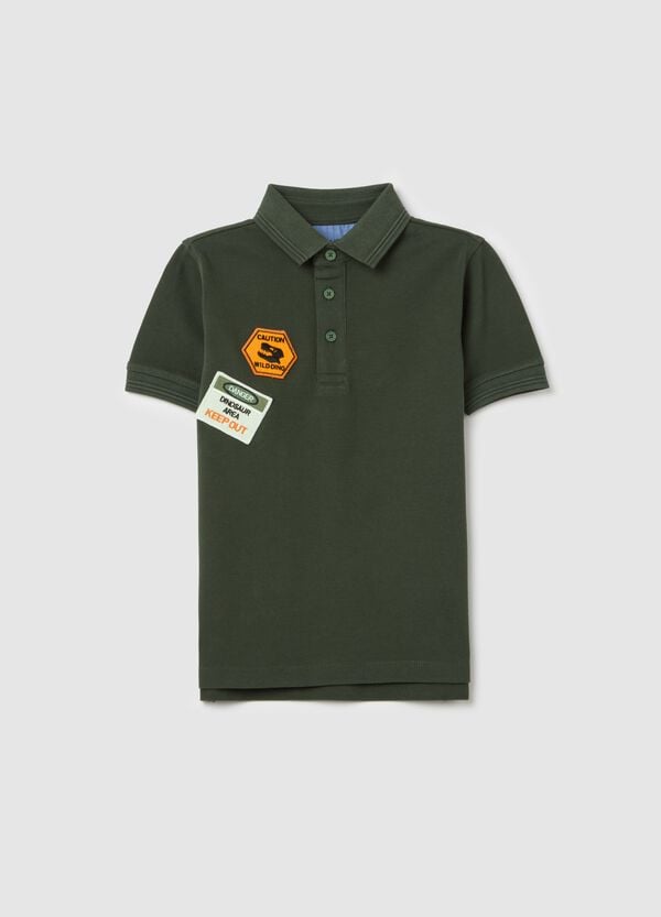 Ovs Polo in piquet con patch e stampa "Going to Discover"