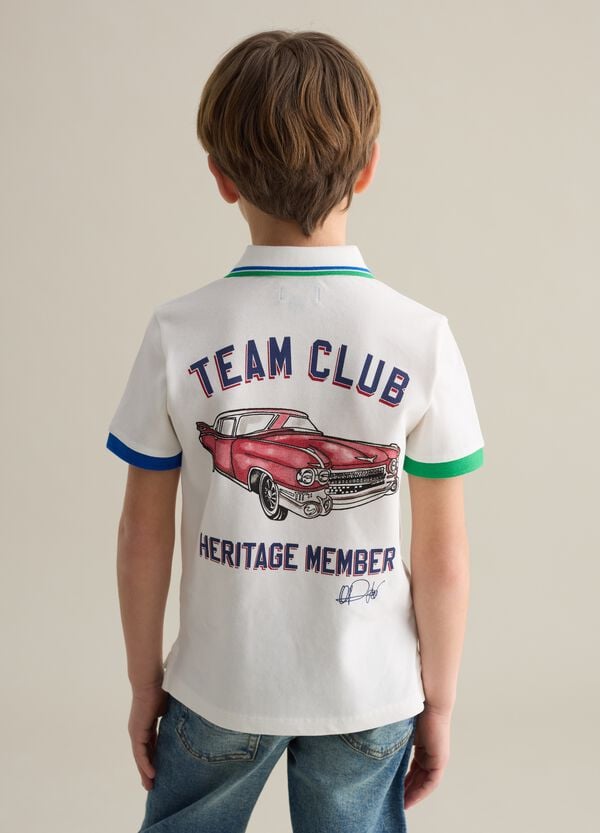 Ovs Polo In Piquet Con Stampa Lettering E Ricamo Logo