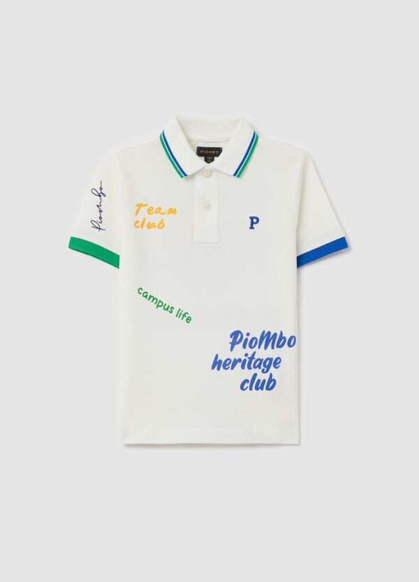 Ovs Polo In Piquet Con Stampa Lettering E Ricamo Logo