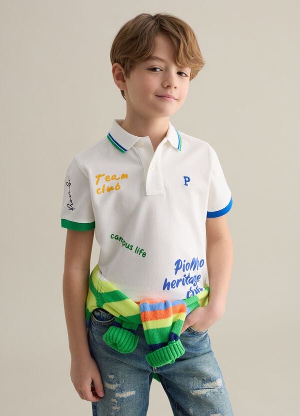 Ovs Polo in piquet con stampa lettering e ricamo logo