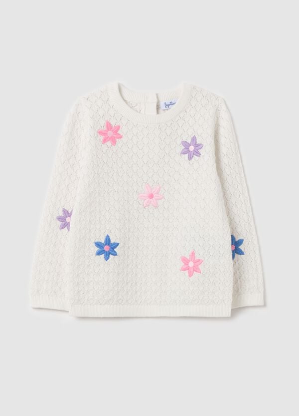 Ovs Pullover con lavorazione pointelle e ricamo fiori