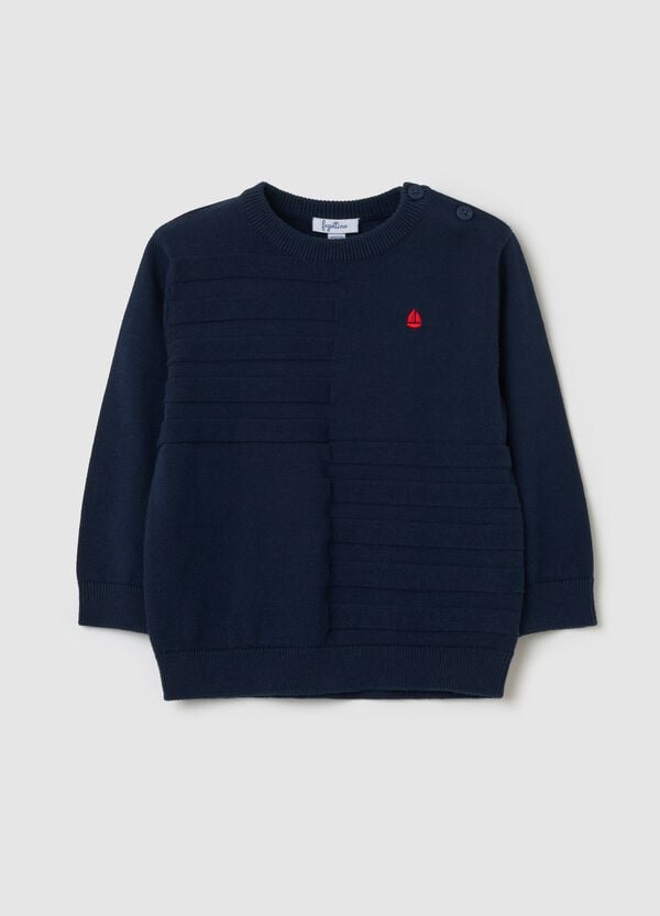 Ovs Pullover con trama in rilievo e ricamo barca a vela