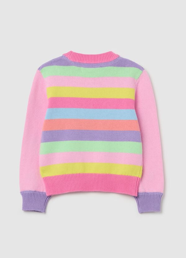 Ovs Pullover In Cotone A Righe Con Ricamo Fiorellini