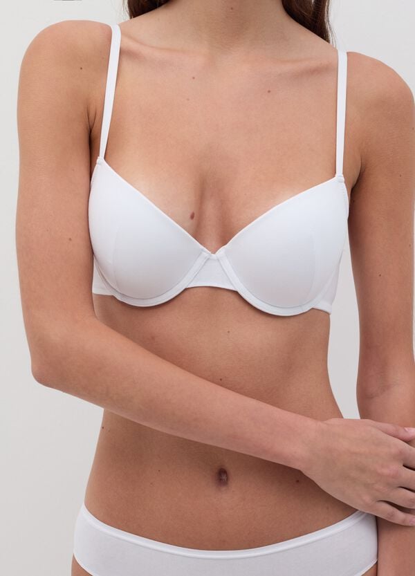 Ovs Reggiseno A Balconcino In Cotone Stretch Bianco